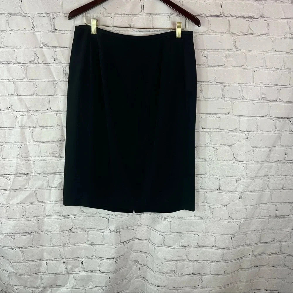 talbots black pencil skirt sz 14 neutral wardrobe basic preppy office profession